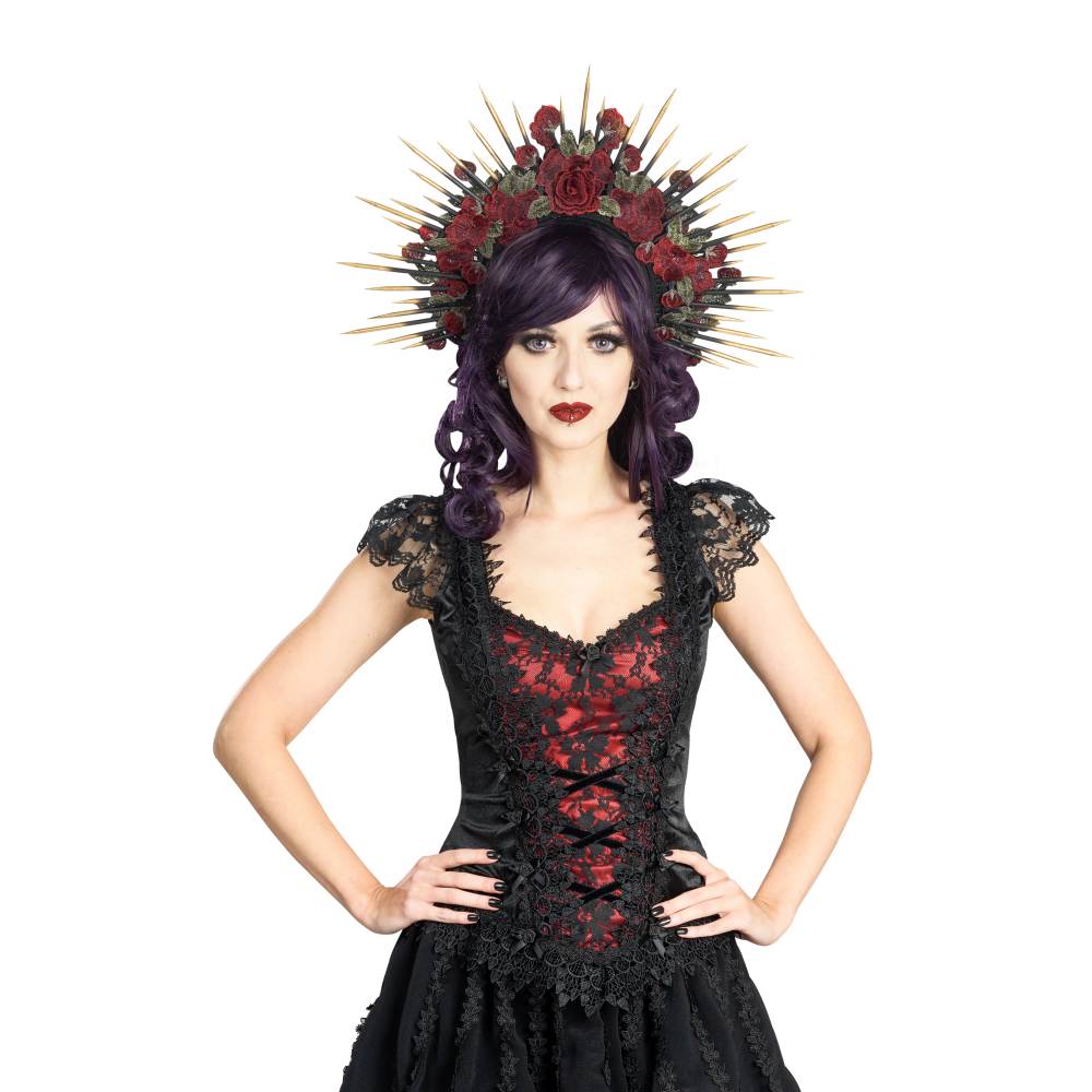 Sinister - 1296 Mouwloze top - Zwart/Bordeaux rood